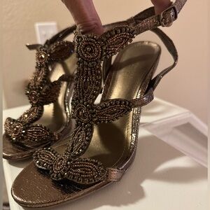 Kenneth Cole Bronze Beaded Sandals